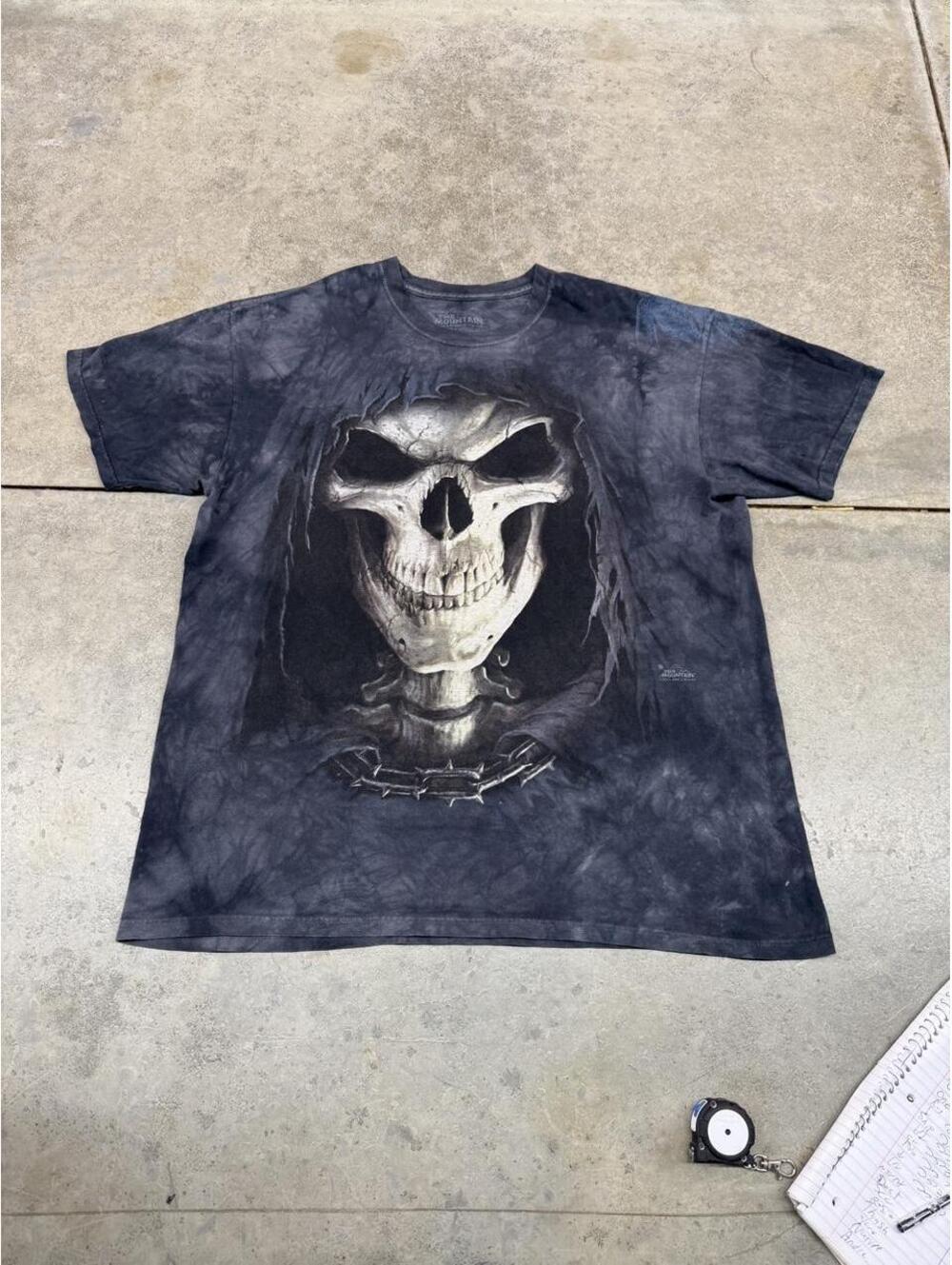 vintage the mountain grim reaper faded navy skull shirt size xl